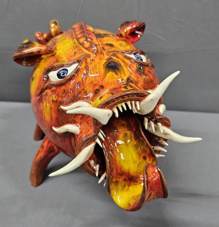 Stellar Roger Corn Fire Glaze Wart Hog, Mint: Stellar Roger Corn Fire Glaze Wart Hog, Mint. Just Wow. This has to be one of the most amazing glazes I have personally seen from any potter hands down. Rich Fire glaze that is highly sought after and