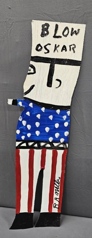 RA Miller Blow Oskar Tin Folk Art Cut Out (1 of 2)
