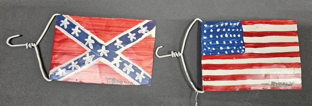 Tubby Brown Folk Art Flag Lot x2 (1 of 1)