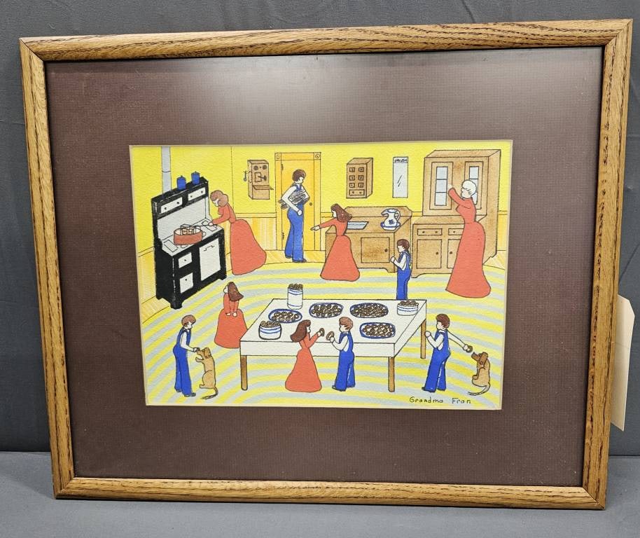 Fine Grandma Fran Folk Art Water Color Painting (1 of 2)