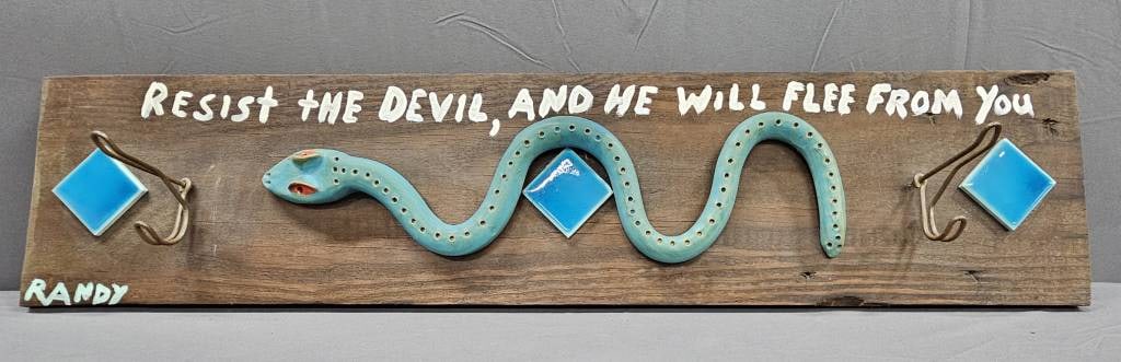 Randy Tobias Folk Art Turquoise Folk Art Snake (1 of 1)