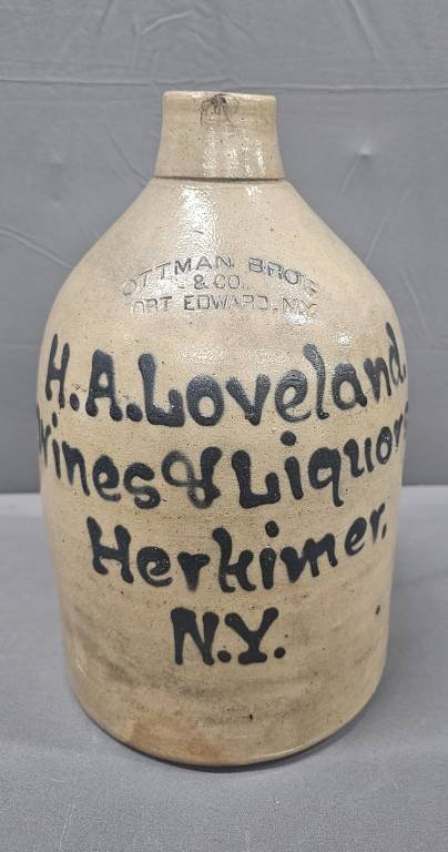 H.A. Loveland Wines & Liquors Jug Manf.by Ottman Bros & Co. Fort Edwards New York Jug (1 of 7)