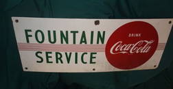 32: 1950's Coca Cola Fountain Service percelain sign