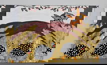 Stellar John "Cornbread" Anderson Folk Art Red Fox & Guineas Painting