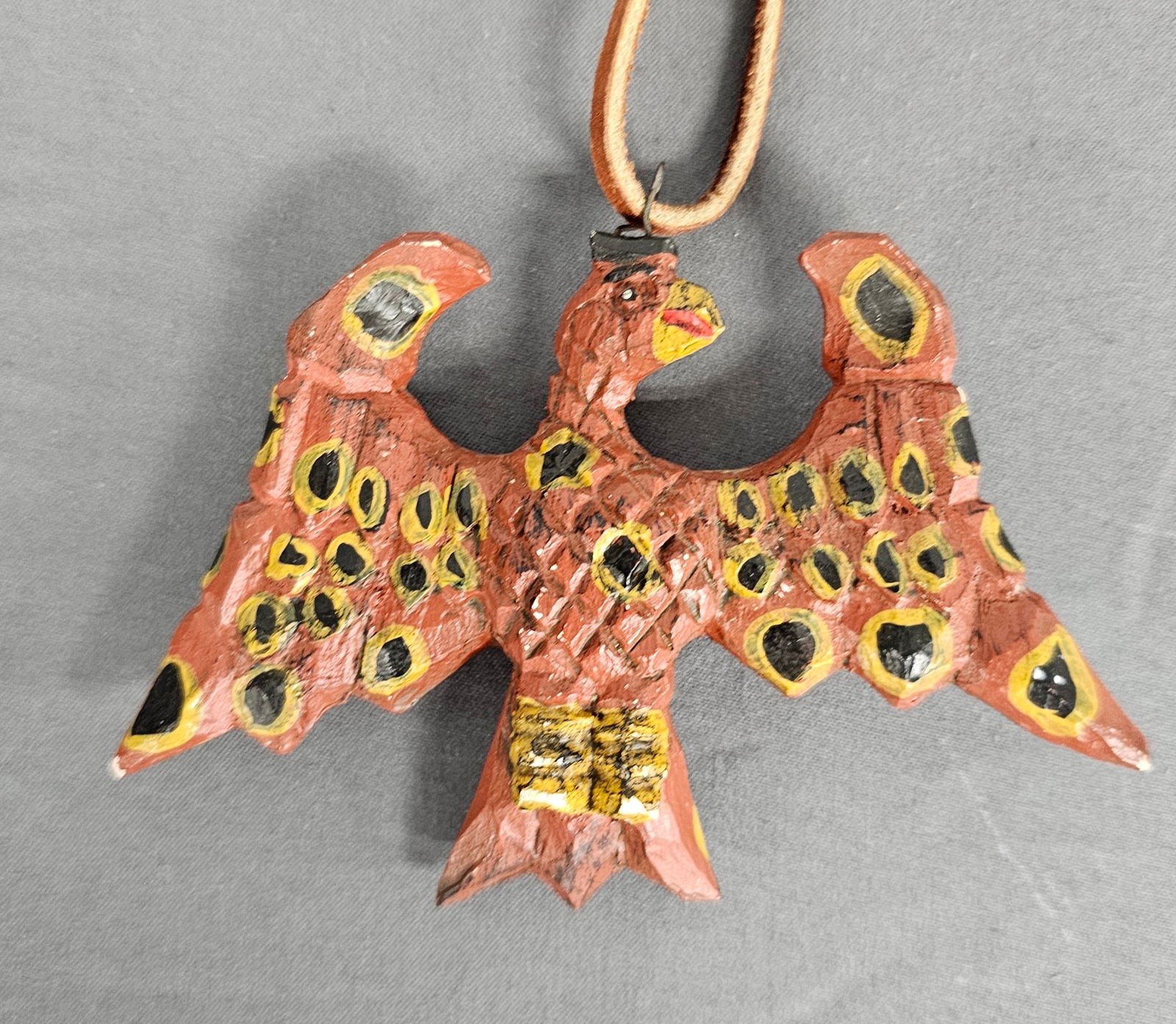 Daniel Strawser Wooden Folk Art Carved Eagle Pendant Auction
