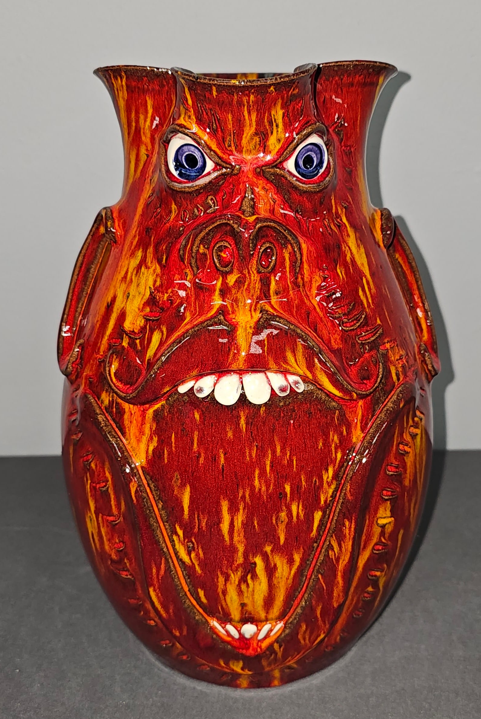 Stunning Roger Corn Fire Glaze Face Pitcher (1 of 7)