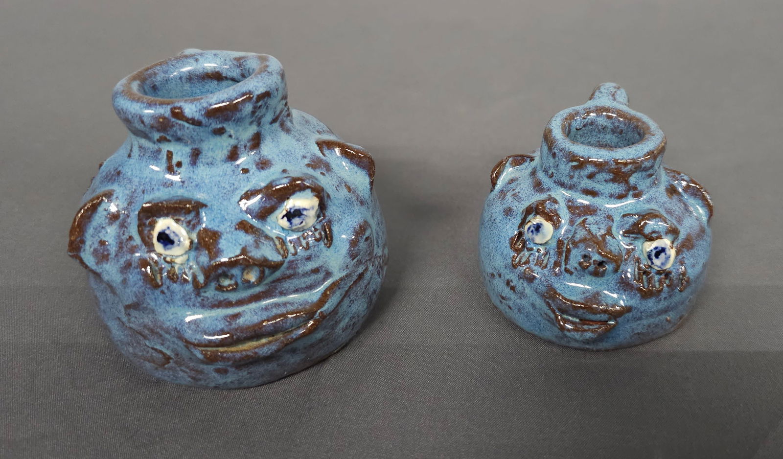 Marie Rogers Blue Mini Face Jars Lot (1 of 2)