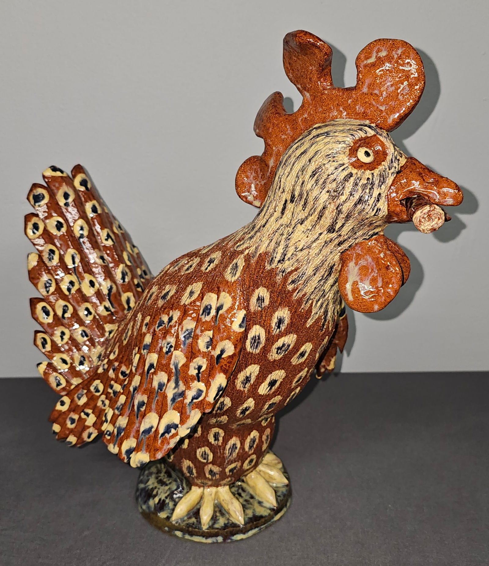 Fine Jerry Yarborough "Yardbird"  Folk Pottery Rooster With Cigar (1 of 6)