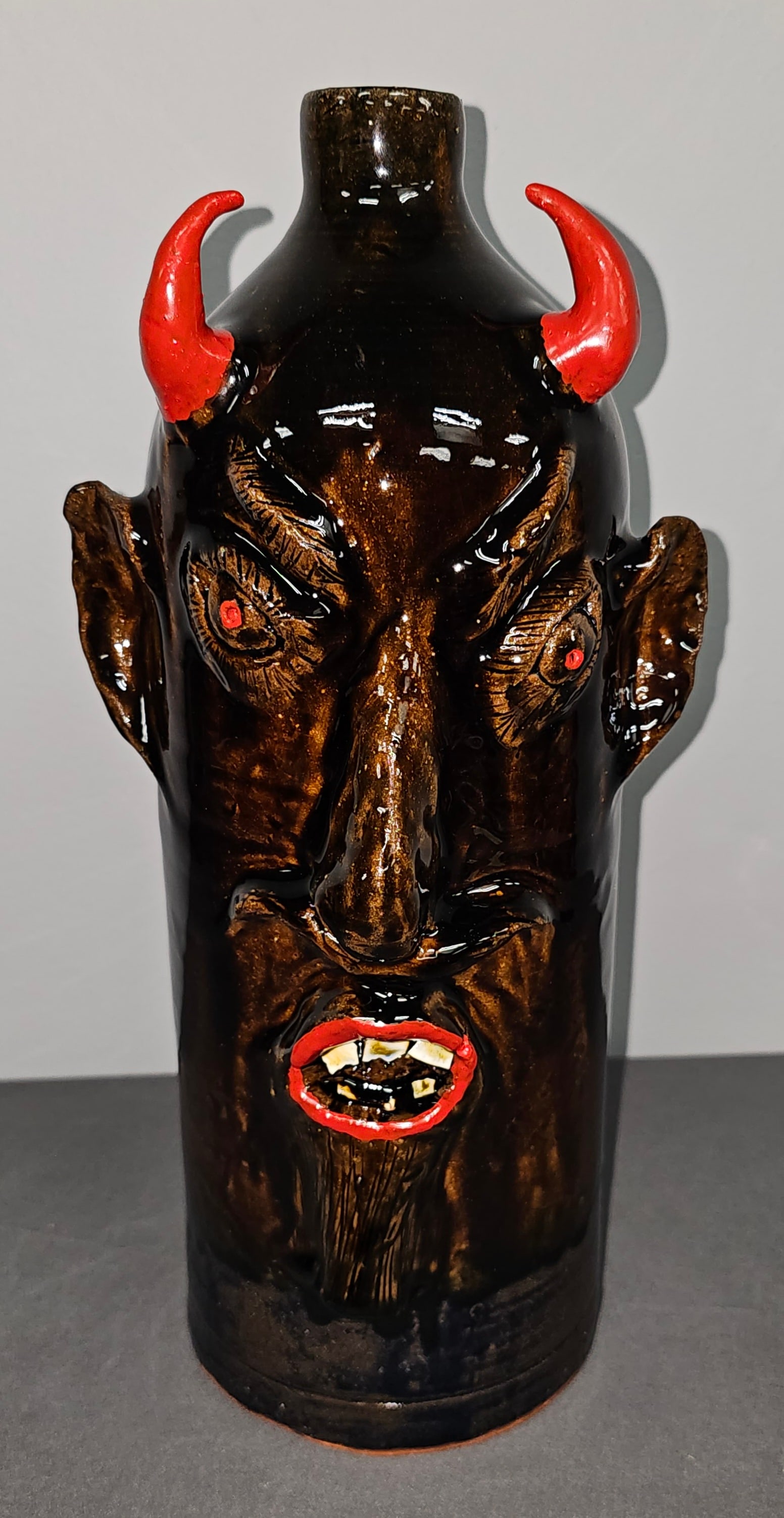 Fine & Rare Louis Brown Devil Face Jug Circa 1997 (1 of 5)
