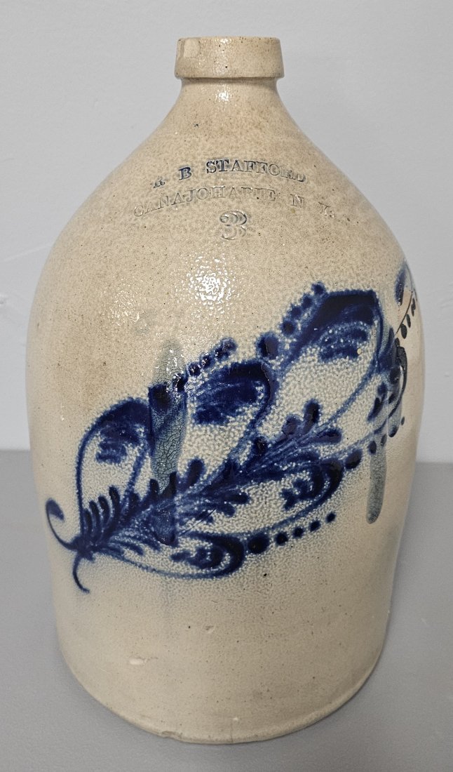 R.B. Stratford Canajoharie, New York Cobalt Decorated 3 Gallon Jug (1 of 6)