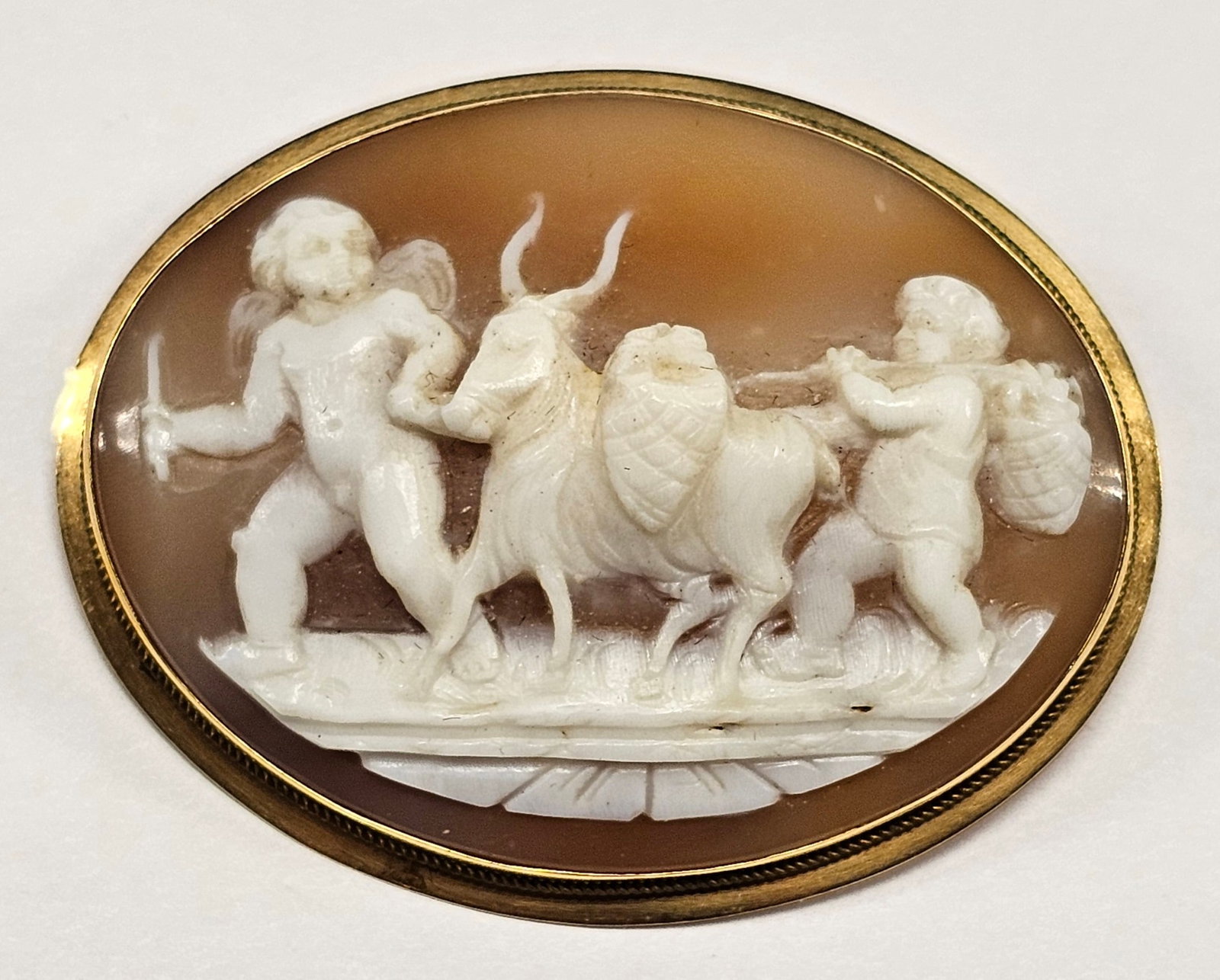 18KT Gold 1850s Shell Carved Cameo Brooch (1 of 3)