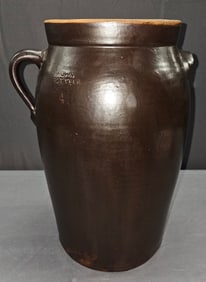 Rare Signed Brown Bros 4gal Churn Jugtown Ga.