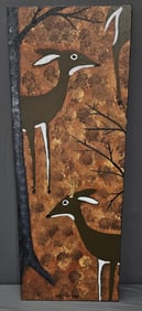 Cornbread "Deer In The Woods" Folk Art Painting