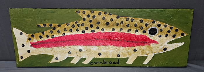 Cornbread Rainbow Trout Folk Art Painting