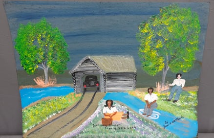 Stunning Annie Wellborn Folk Art Painting