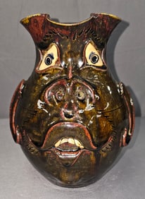 Fine 2001 Roger Corn Snaggle Tooth Face Pitcher