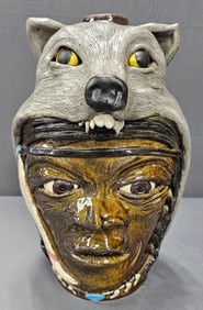 Lin Craven Native American Spirit "Wolf" Face Jug