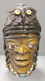 Lin Craven Native American Spirits "Owl" Face Jug