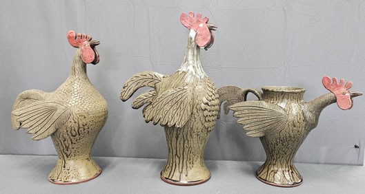 Michael & James Perdue Folk Pottery Rooster Lot