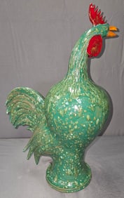 Stellar Charlie West Southern Folk Pottery Green Rooster