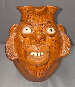 Albert Hodge Folk Pottery Face Pitcher