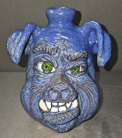2013 Dwayne Crocker Blue Bulldog Face Jug