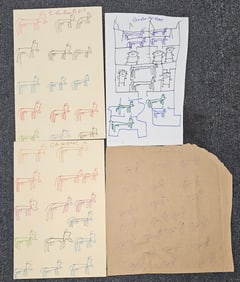 Carter Wellborn Folk Art Drawing Lot