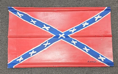 Fine RA Miller Folk Art Confederate Flag Painting