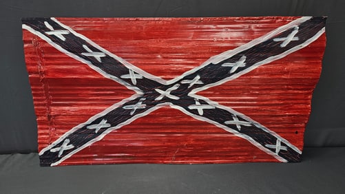 Fine RA Miller Folk Art Confederate Flag Painting