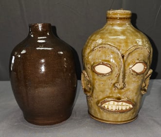 Southern Folk Pottery Face Jug and Folk Jug Lot