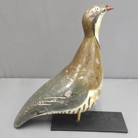 Antique Metal Grouse Decoy W/ Stand
