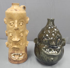 Southern Folk Pottery Face Jug Lot