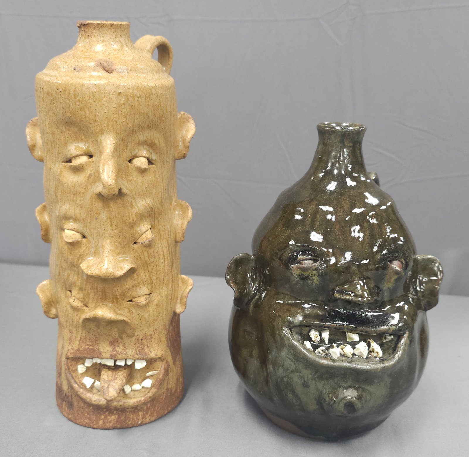 Southern Folk Pottery Face Jug Lot (1 of 3)