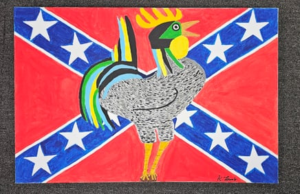 Ken Lamb Confederate Folk Art Rooster Painting #10