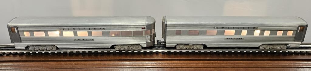 America Model Toys Alum. Southern Passenger Cars: America Model Toys Aluminum Southern Passenger Car lot of 2. 1.Crescent City "Lighted" C-6.5 2. Dan River Lighted Passenger Car C-6.5