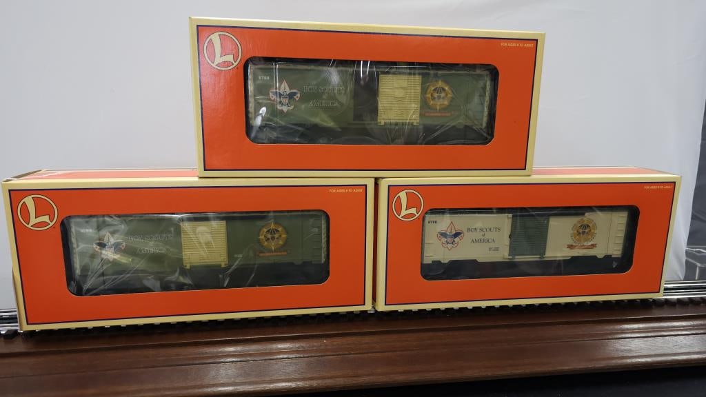 LIONEL BOY SCOUTS BOXCARS LOT OF 3 (NIB) (1 of 2)