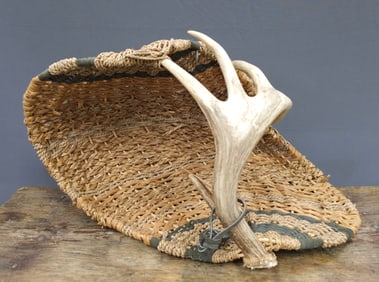 SC Deer Antler & Sea Grass Woven Basket