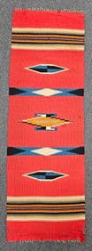 Fine 1920-40 Chimayo Wool Runner Rug-Textile