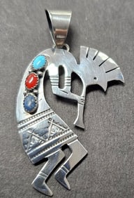 Sterling Kokopelli Natve American Pendant