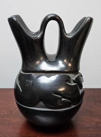 Signed Mida Tafoya Santa Clara Pottery Wedding Vase