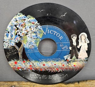 Rare Annie Wellborn Folk Art Painting On A Record