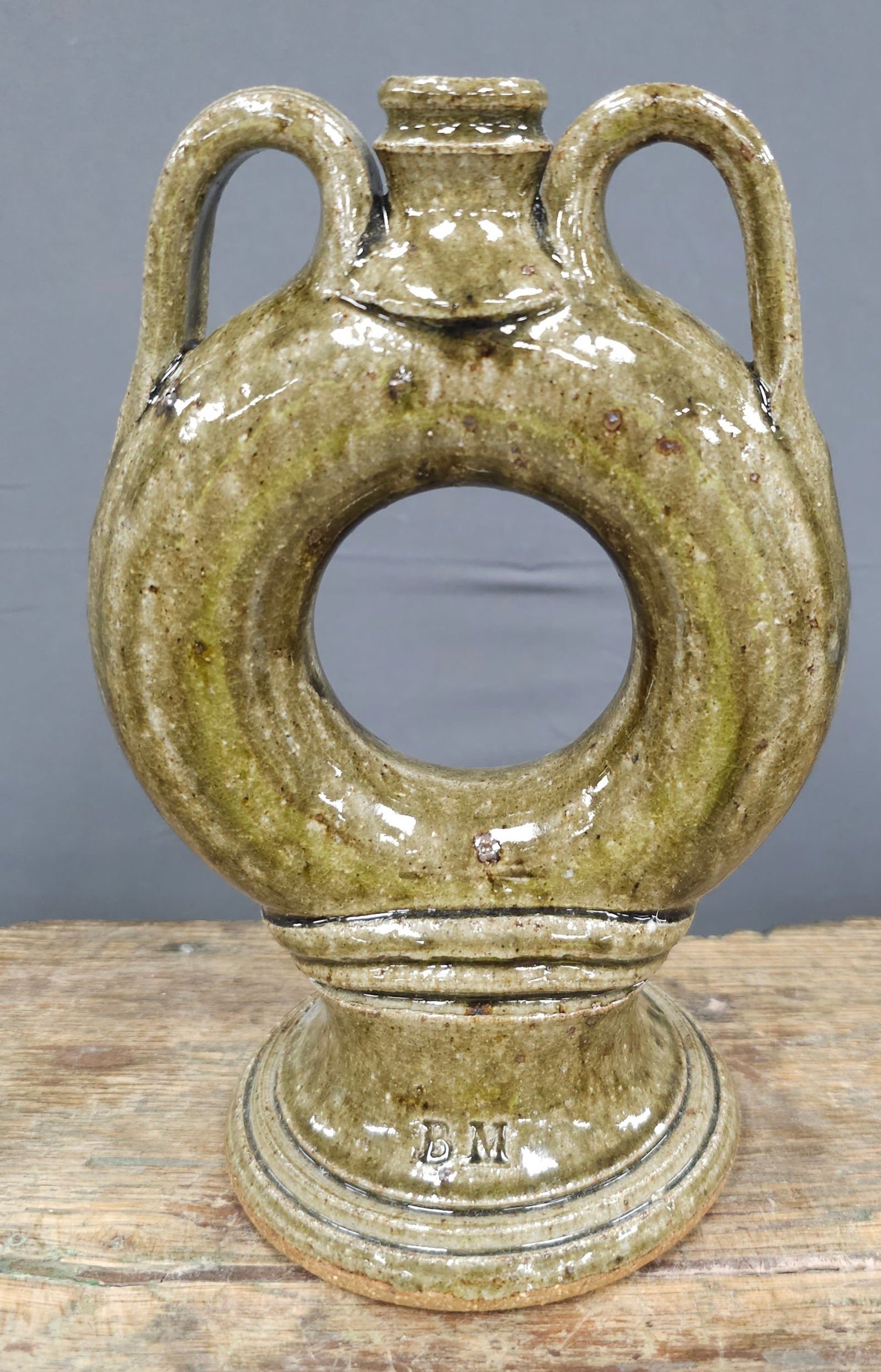 Fine Michael Bayne Footed Ring Jug "BM" (1 of 2)