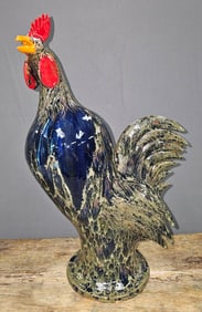 Fine Charlie West Folk Pottery Rooster