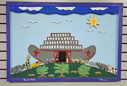 Rare Tubby Brown Noah's Ark Folk Art Painting