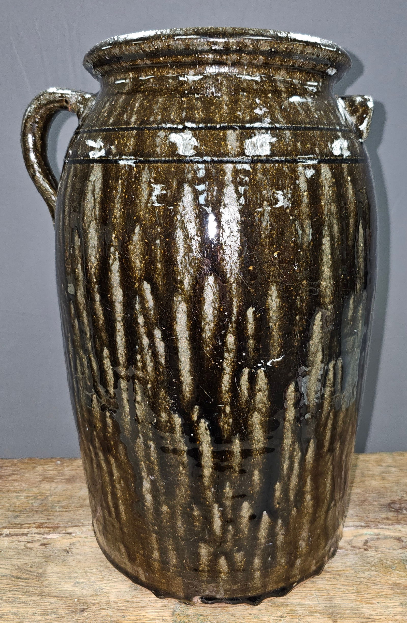 Early Period Lanier Meaders 3gal Churn: Early Period Lanier Meaders Three Gallon Churn State / Potter: White County, Georgia / Lanier Meaders (1917-1998) Age: 1970s Glaze: Ash glaze. Condition: Collector grade, no damage or repairs. Desirab