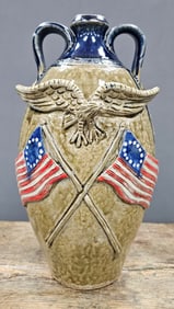 Fine Clint Alderman Decorated Eagle-Flag Jug