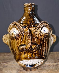 Stunning Tom Whitaker Edgefield Face Jug