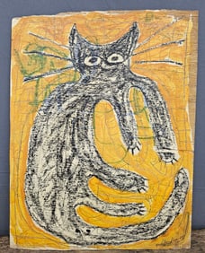 Steven Chandler 2005 Folk Art Cat Painting