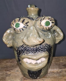 Jerry Brown Southern Folk Pottery Face Jug