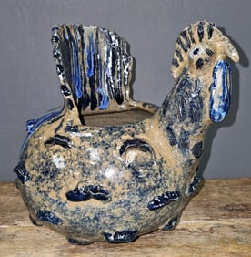 Fine Grace Nell Hewell Folk Pottery Chicken Bowl